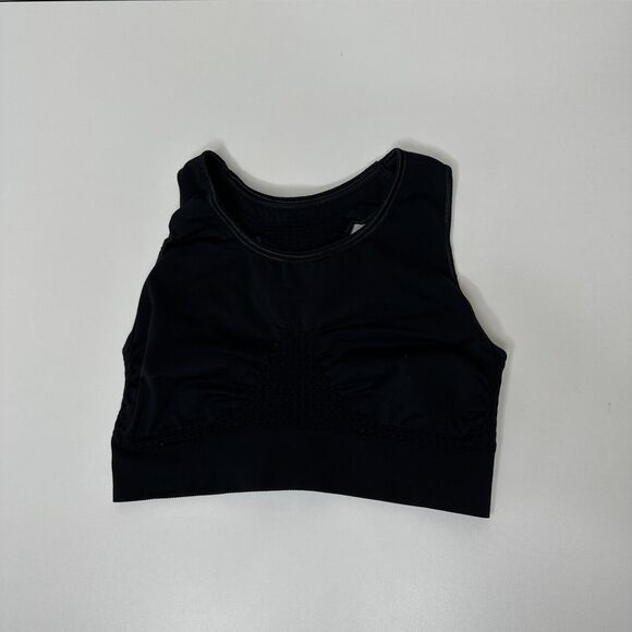 Sweaty Betty Black High Neck Sports Bra Sweat Wicking Stretch Racerback Crop Med - Picture 3 of 12